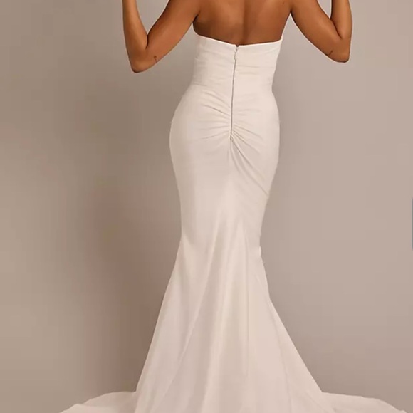 Strapless Draped Satin Mermaid Wedding Dress - Picture 4 of 4